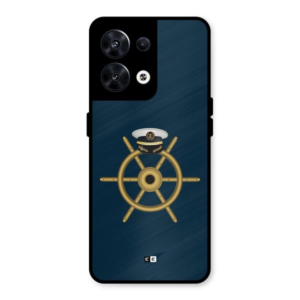 Ship Wheel And Cap Metal Back Case for Oppo Reno8 5G