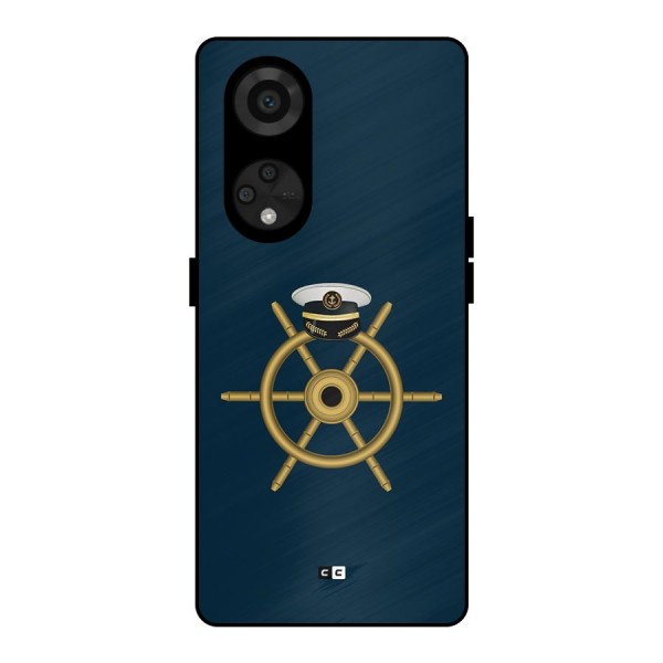 Ship Wheel And Cap Metal Back Case for Reno8 T 5G