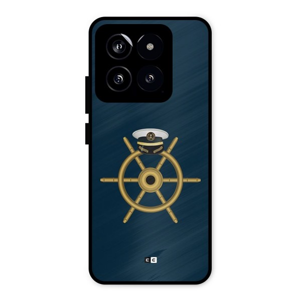 Ship Wheel And Cap Metal Back Case for Xiaomi 14