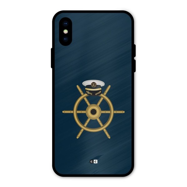 Ship Wheel And Cap Metal Back Case for iPhone X