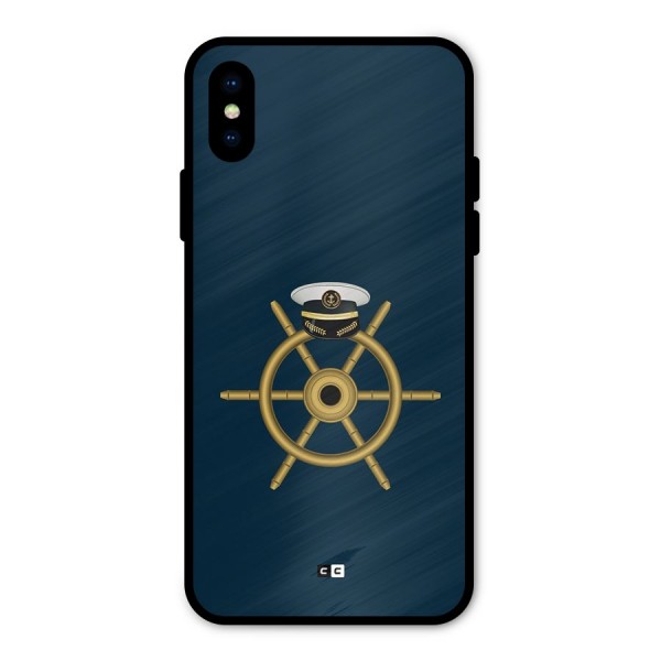 Ship Wheel And Cap Metal Back Case for iPhone XS