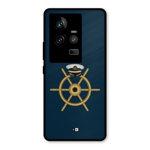 Ship Wheel And Cap Metal Back Case for iQOO 11 5G