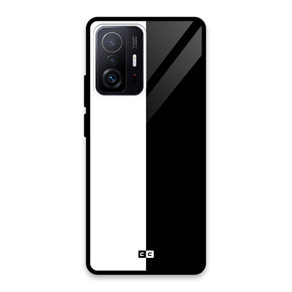 Simple Black White Glass Back Case for Xiaomi 11T Pro