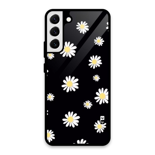 Simple Sunflowers Pattern Glass Back Case for Galaxy S22 Plus 5G