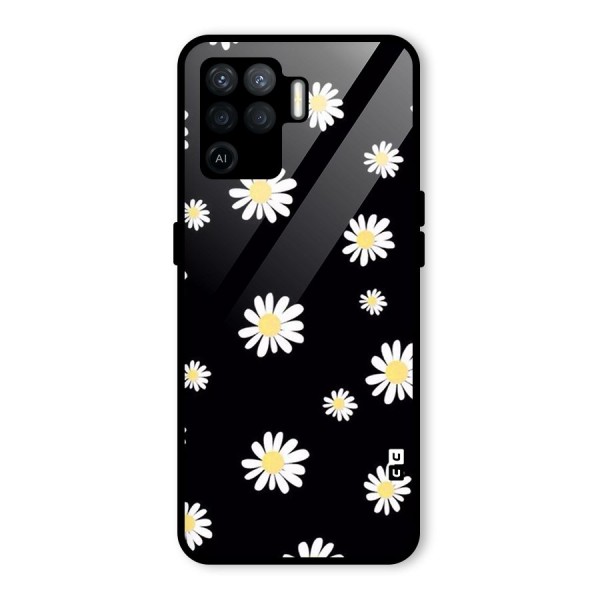Simple Sunflowers Pattern Glass Back Case for Oppo F19 Pro