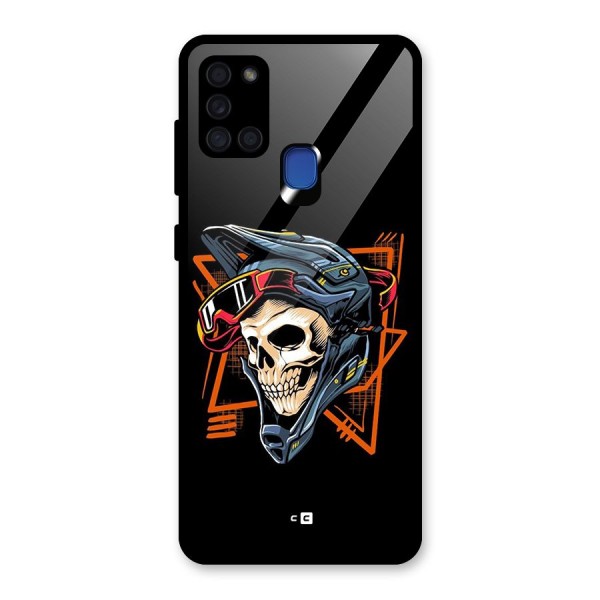 Skull Helmet Glass Back Case for Galaxy A21s