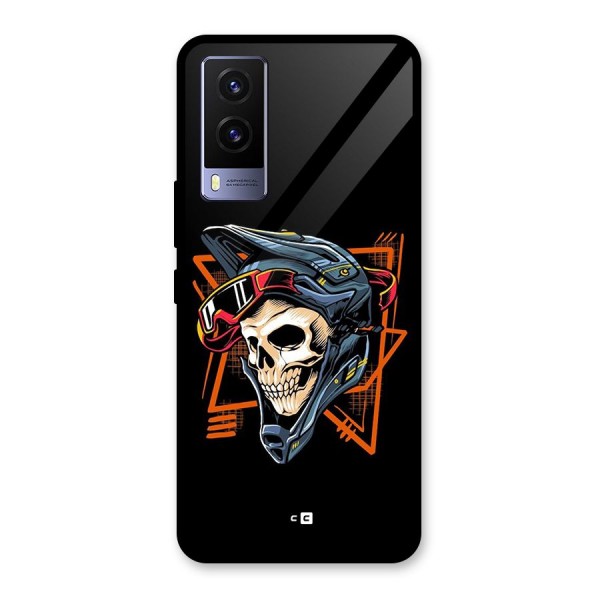 Skull Helmet Glass Back Case for Vivo V21e 5G