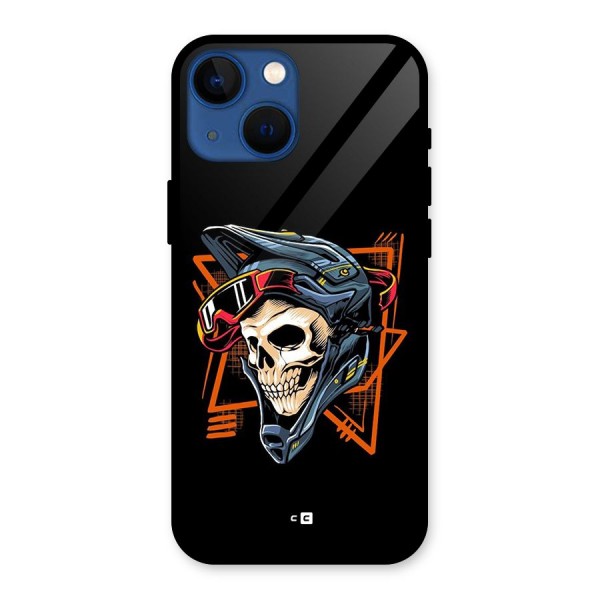 Skull Helmet Glass Back Case for iPhone 13 Mini