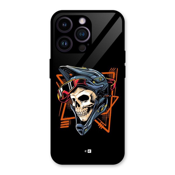 Skull Helmet Glass Back Case for iPhone 14 Pro Max