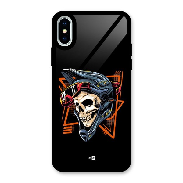 Skull Helmet Glass Back Case for iPhone X