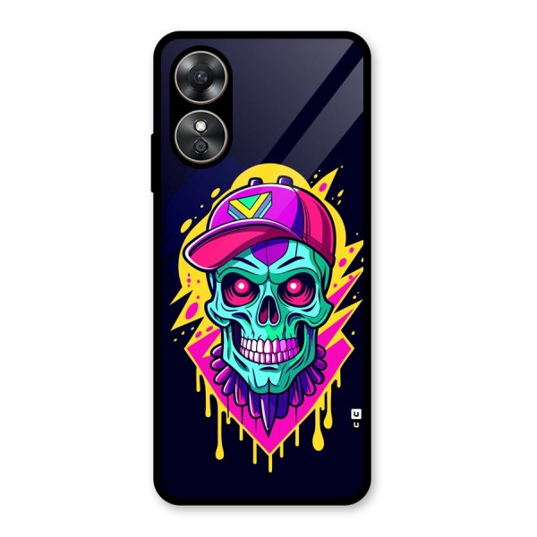 Skull In Cap Glass Back Case for Oppo A17