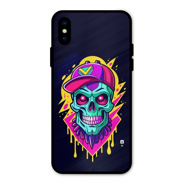 Skull In Cap Metal Back Case for iPhone XS