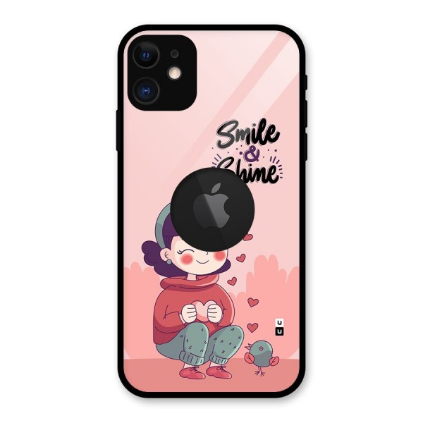 Smile And Shine Glass Back Case for iPhone 11 Logo Cut