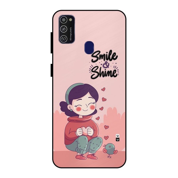 Smile And Shine Metal Back Case for Galaxy M21