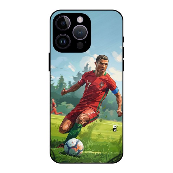 Soccer Star Playing Metal Back Case for iPhone 14 Pro Max