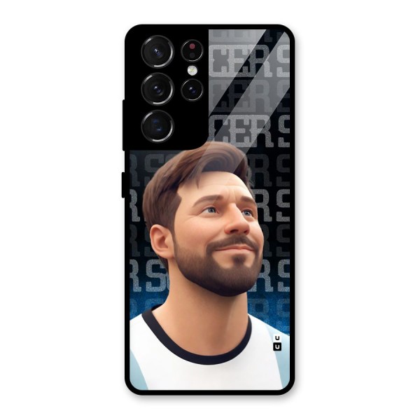 Soccer Star Smiles Glass Back Case for Galaxy S21 Ultra 5G