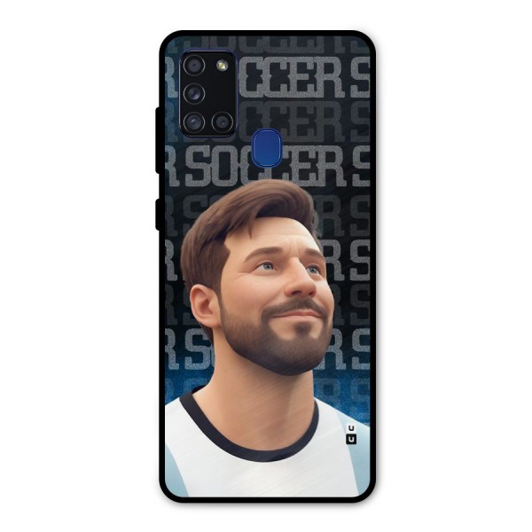 Soccer Star Smiles Metal Back Case for Galaxy A21s