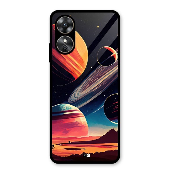 Space Planets Glass Back Case for Oppo A17