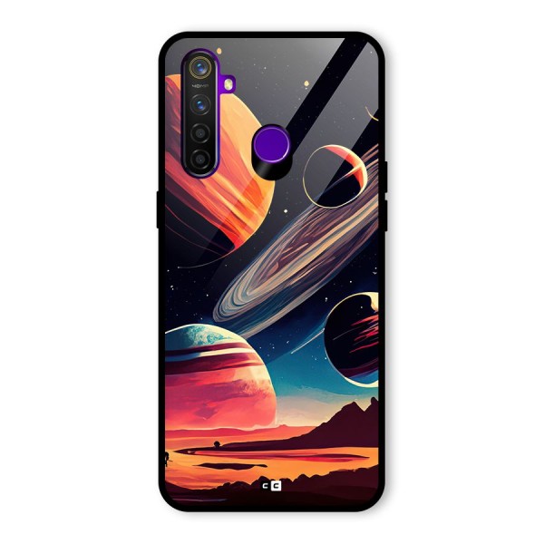 Space Planets Glass Back Case for Realme 5 Pro