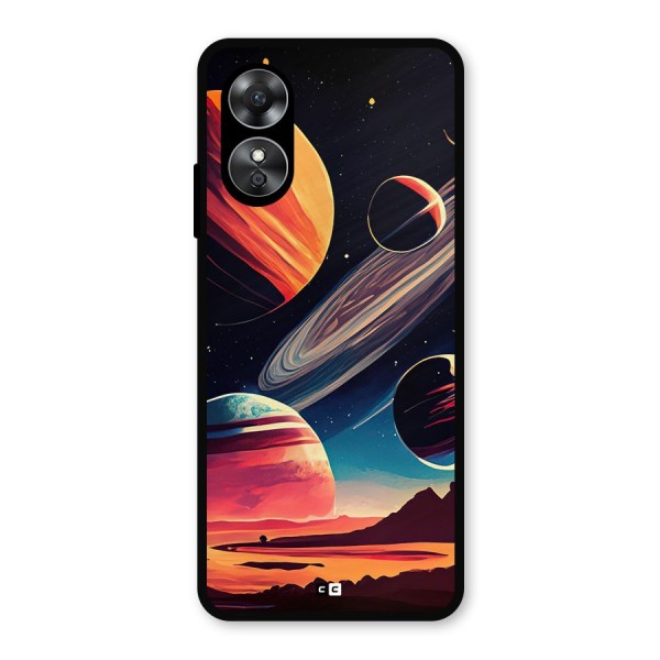 Space Planets Metal Back Case for Oppo A17