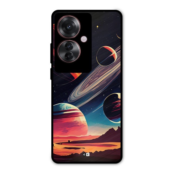 Space Planets Metal Back Case for Oppo F25 Pro