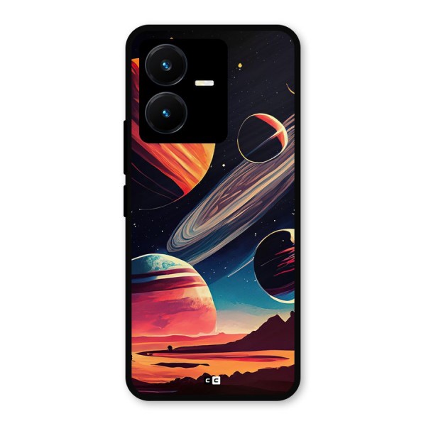Space Planets Metal Back Case for Vivo Y22
