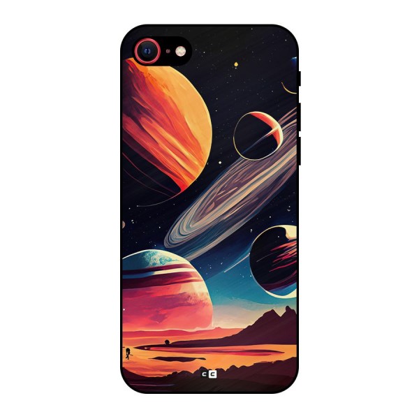 Space Planets Metal Back Case for iPhone SE 2022