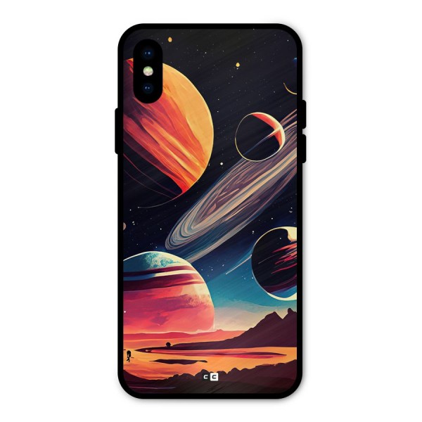 Space Planets Metal Back Case for iPhone XS
