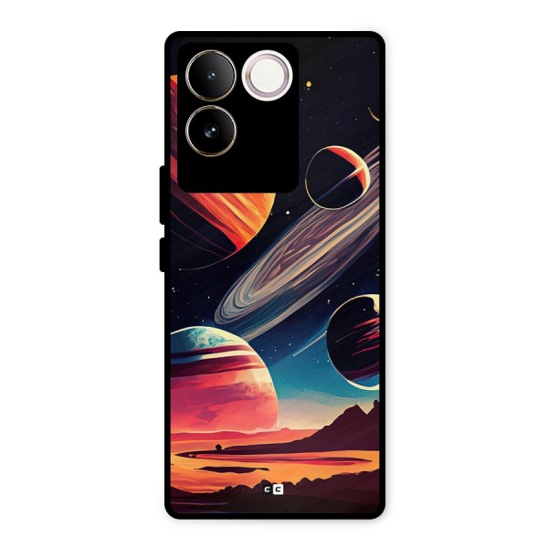 Space Planets Metal Back Case for iQOO Z7 Pro