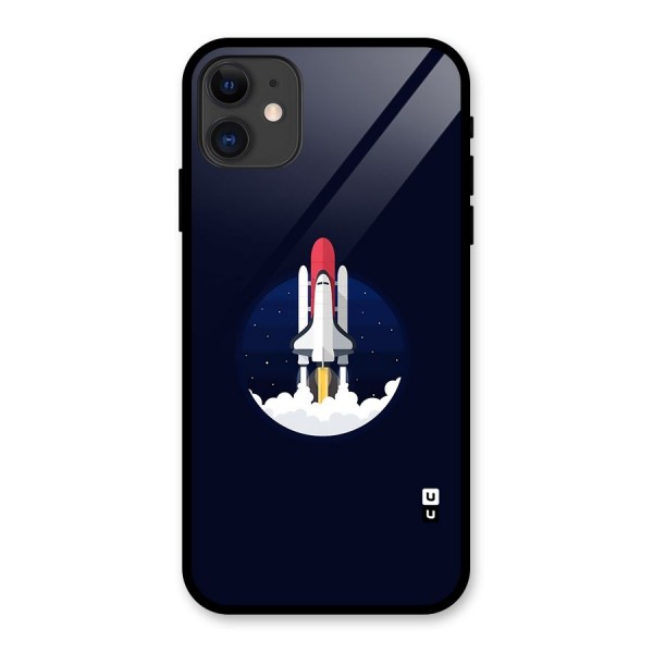 Space Rocket Minimal Glass Back Case for iPhone 11