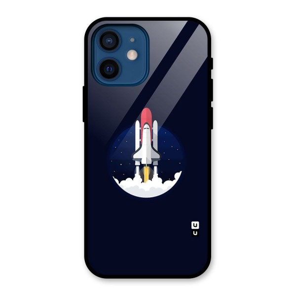 Space Rocket Minimal Glass Back Case for iPhone 12 Mini
