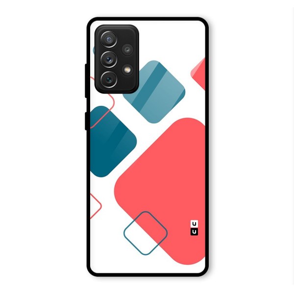 Square Pattern Beautiful Abstract Glass Back Case for Galaxy A72