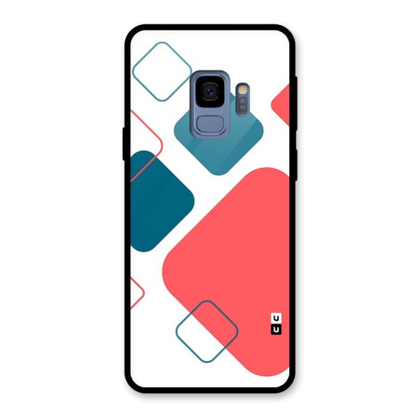 Square Pattern Beautiful Abstract Glass Back Case for Galaxy S9