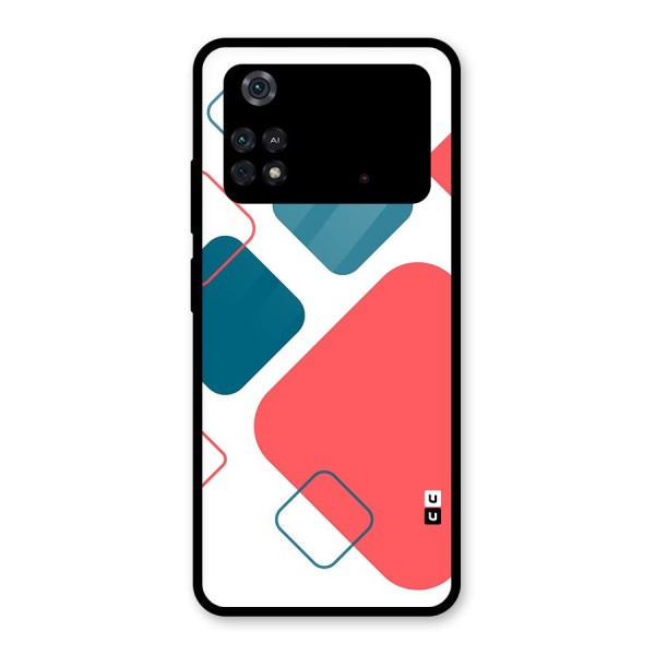 Square Pattern Beautiful Abstract Glass Back Case for Poco M4 Pro 4G
