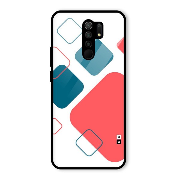 Square Pattern Beautiful Abstract Glass Back Case for Redmi 9 Prime