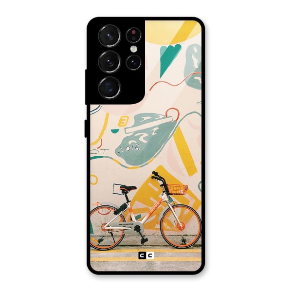 Street Art Bicycle Glass Back Case for Galaxy S21 Ultra 5G