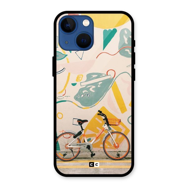 Street Art Bicycle Glass Back Case for iPhone 13 Mini