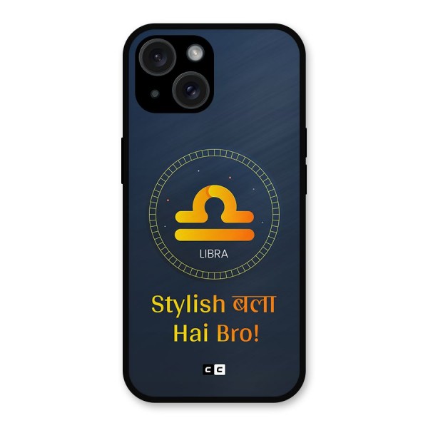 Stylish Libra Metal Back Case for iPhone 15