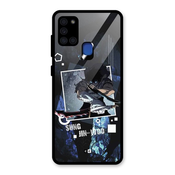 Sung Jinwoo In Battle Glass Back Case for Galaxy A21s