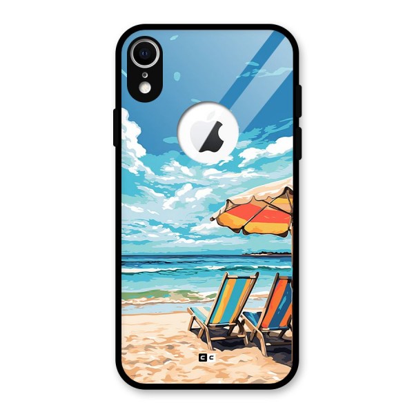 Sunny Beach Glass Back Case for iPhone XR Logo Cut
