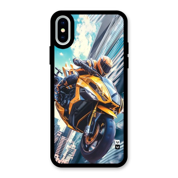 Super Bike Falling Glass Back Case for iPhone X