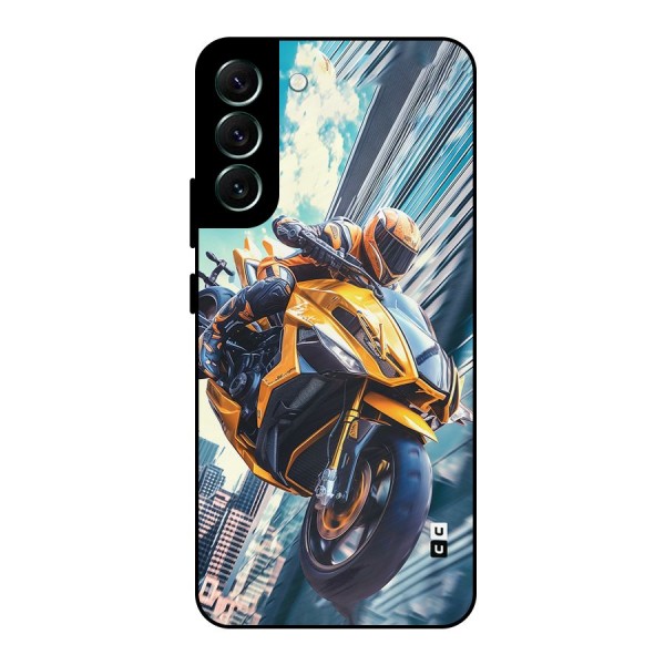Super Bike Falling Metal Back Case for Galaxy S22 Plus 5G