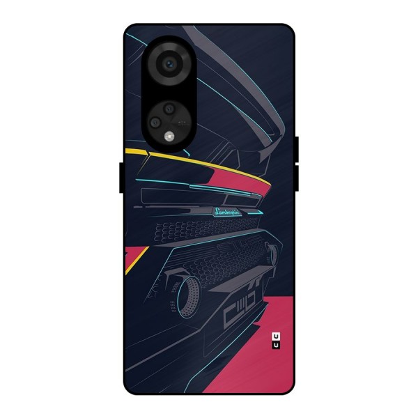 Super Car Parked Metal Back Case for Reno8 T 5G