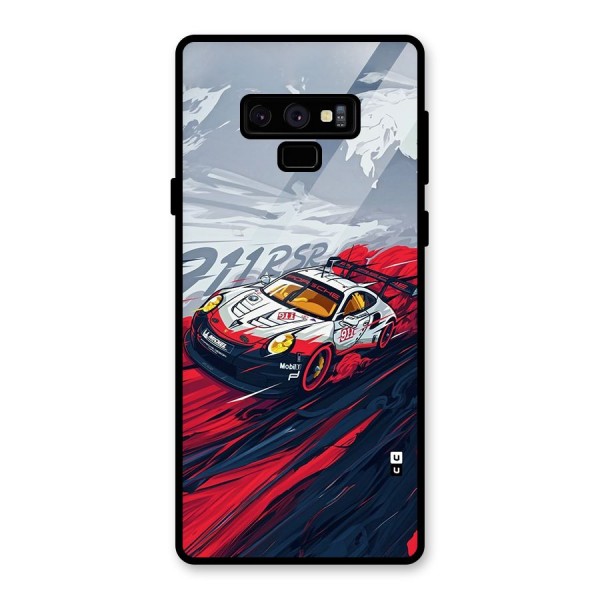 Super Car illustration Glass Back Case for Galaxy Note 9