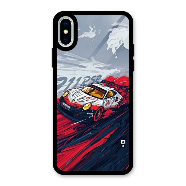 Super Car illustration Glass Back Case for iPhone X