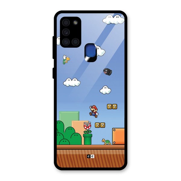 Super Plumber Glass Back Case for Galaxy A21s