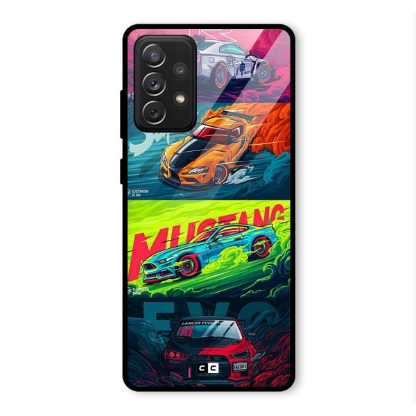 Super Racing Car Glass Back Case for Galaxy A72