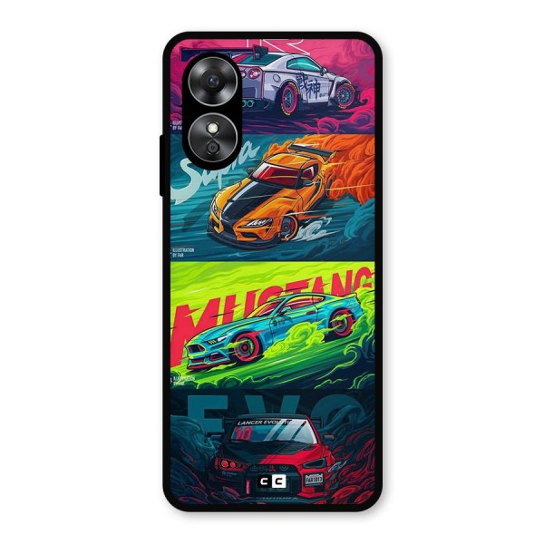Super Racing Car Metal Back Case for Oppo A17