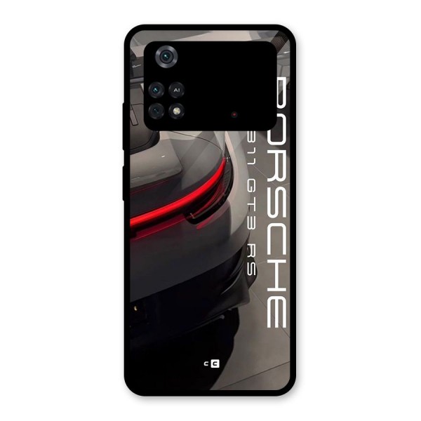 Super Sports Car Glass Back Case for Poco M4 Pro 4G