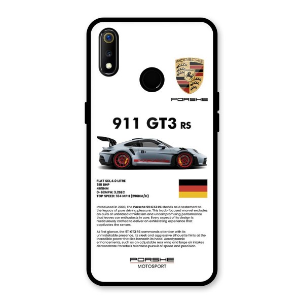 Supercar Features Glass Back Case for Realme 3